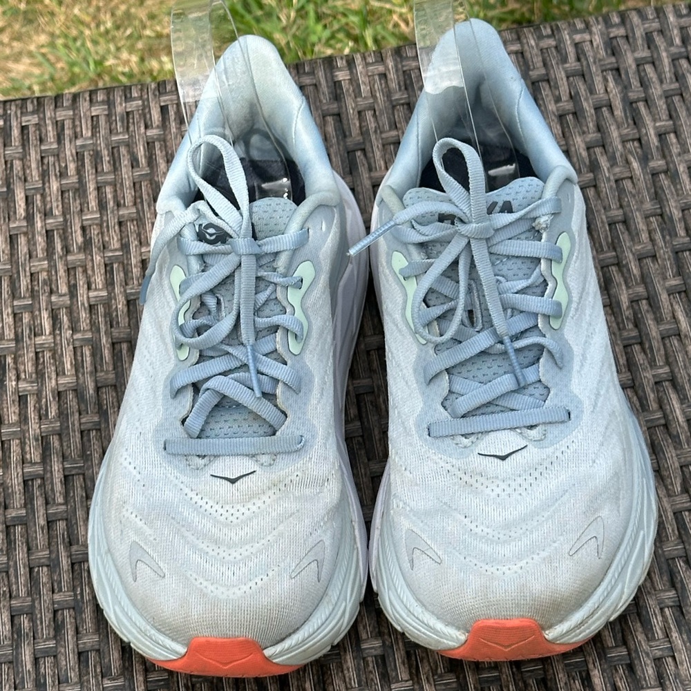Hoka Athletic Shoes in Gray and Orange